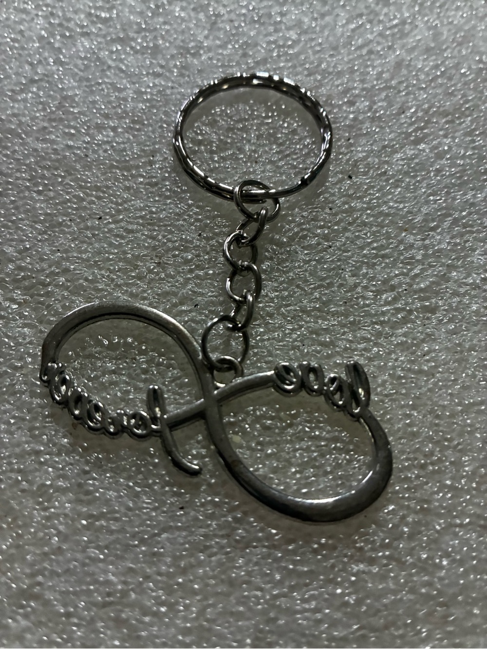 Silver Infinity Keychain with Script Accent